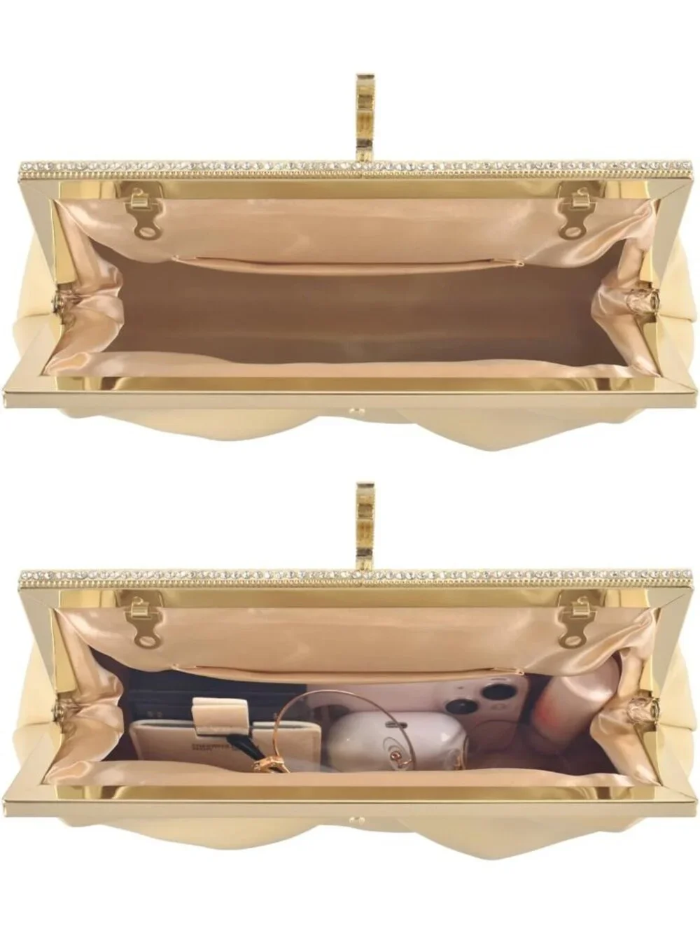 👜 Women's Gold PU Leather Formal Evening Bags Shoulder Party Cocktail Clutch